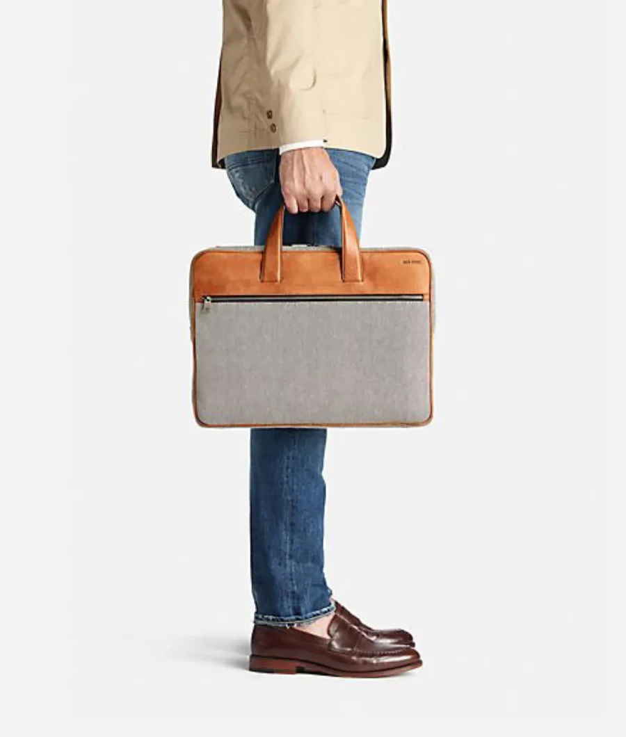 Briefcase en toile et cuir